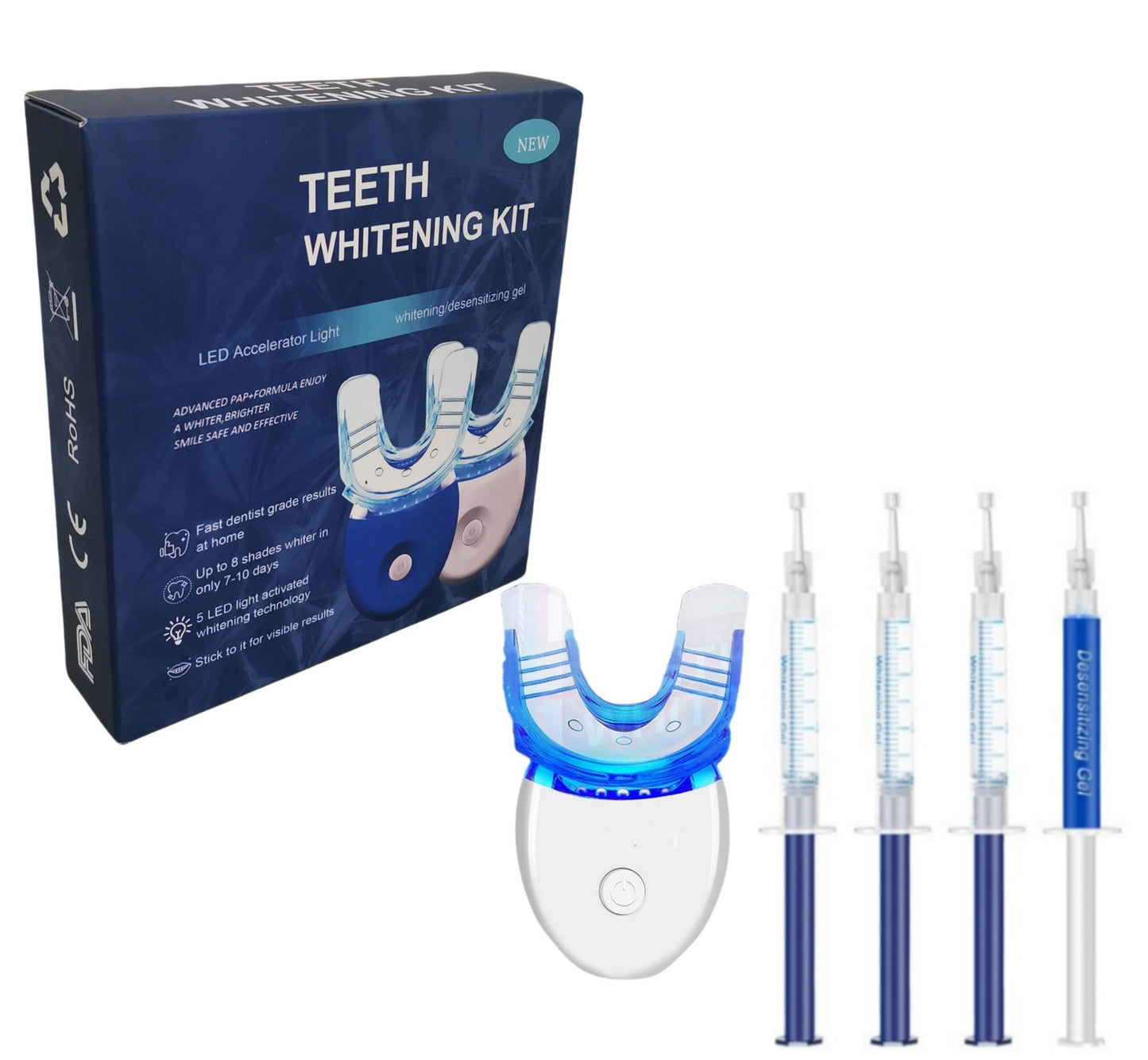 LED Teeth Whitening Kit ? Blue Light & Whitening Gel