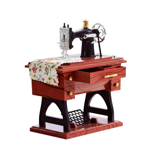 Vintage Sewing Machine Music Box Simulation Model Decorative Gift